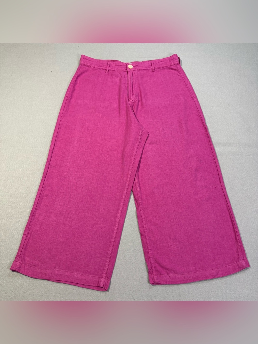 Dear John Pink Linen/Cotton Wide Leg Crop Pants Women’s Size 31 High Rise